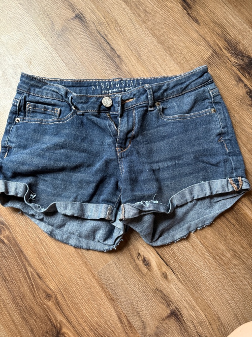 Aeropostale Dark Blue Rolled Hem Denim Shorts